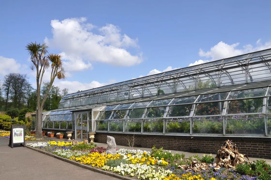 The gardens and glasshouse at Hall Place, Bexley