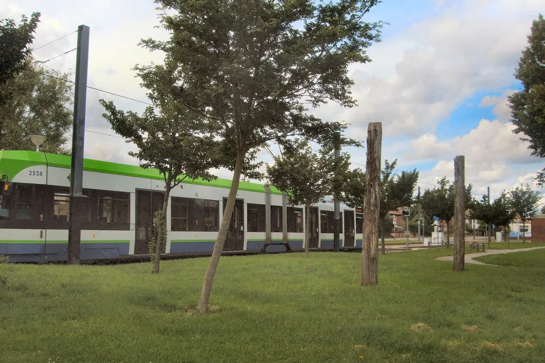 A tram at New Addington