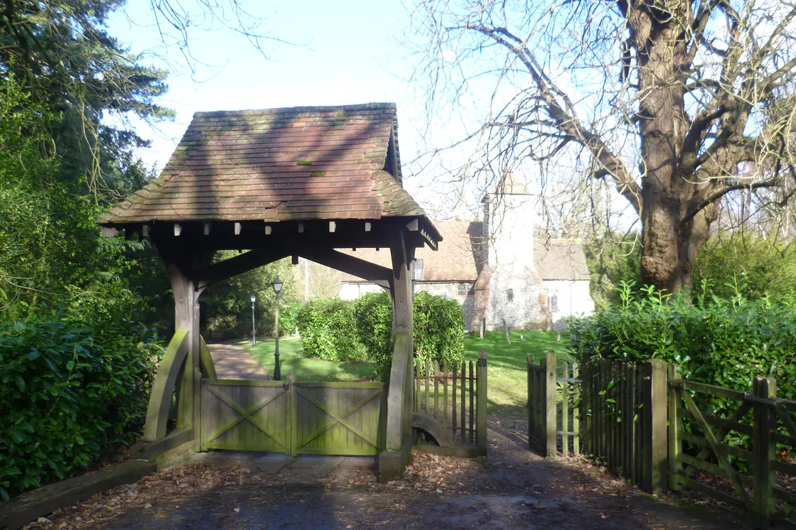The lychgate at St Edmund's church, West Kingsdown